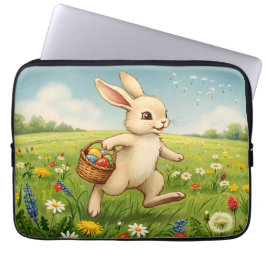 Capa Para Notebook Coelhinho de Páscoa de Prado de Primavera Vintage