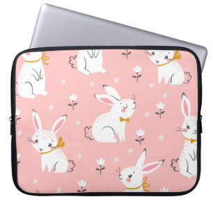 Capa Para Notebook Coelhinhos Brancos: Floral Bonita Sem Semente