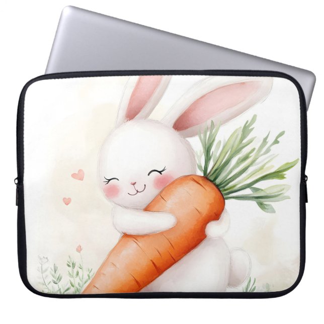 Capa Para Notebook Coelho de cenoura de aquarela fofa de primavera (Frente)
