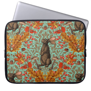 Capa Para Notebook Coelho do outono em verde claro