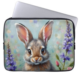 Capa Para Notebook Coelho Fluffy num Campo de Flores