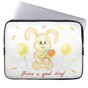 Capa Para Notebook Coelho Fofo para um Cartaz de Humor Positivo