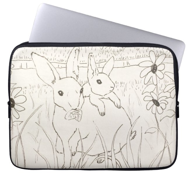Capa Para Notebook Coelhos Coelhinhos De Bebê-Mãe Bonitos (Frente)