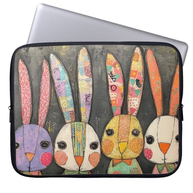 Capa Para Notebook Coelhos de Páscoa Fanciful Patchwork (Frente)