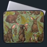Capa Para Notebook Coelhos e Bolsa de laptop da flora florestal<br><div class="desc">Coelhos desenhados à mão e flora da floresta ferem cogumelos,  berianos e insetos</div>