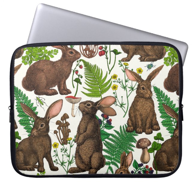 Capa Para Notebook Coelhos e flora florestal 4 (Frente)