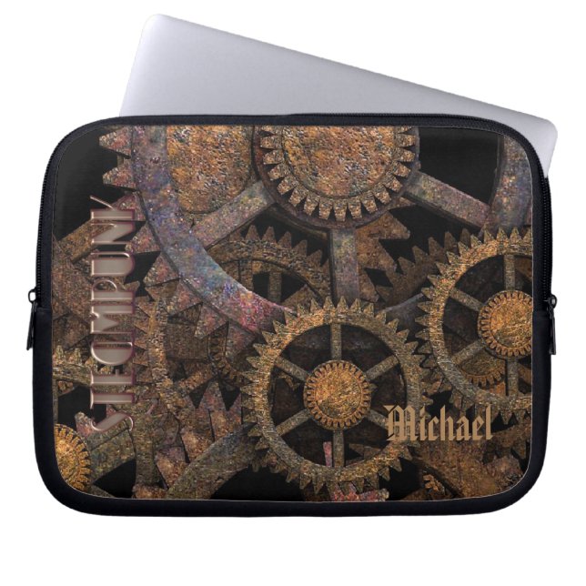 Capa Para Notebook Cogs e Rodas Steampunk Personalizados (Frente)