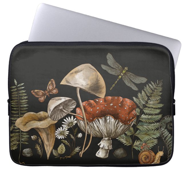 Capa Para Notebook Cogumelo com bolsa de laptop de flor selvagem (Frente)
