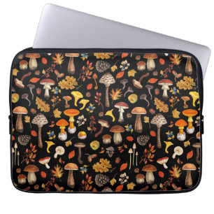 Capa Para Notebook Cogumelos selvagens em preto