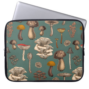 Capa Para Notebook Cogumelos selvagens em verde-pinheiro