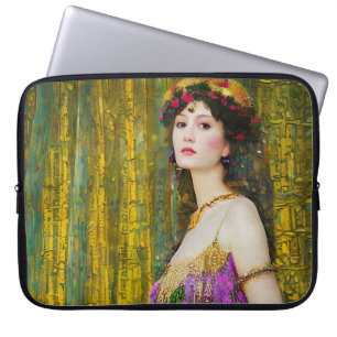 Capa Para Notebook Colagem Colorida de Estilo Klimt Retrato de uma Mu