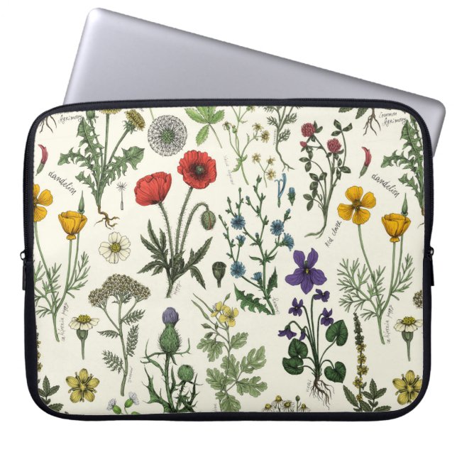 Capa Para Notebook Colagem de flores silvestres (Frente)