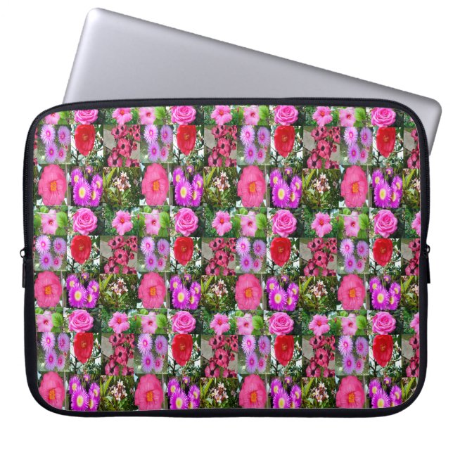 Capa Para Notebook Colagem de Fotos de Flor Rosa, (Frente)