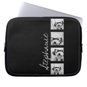 Capa Para Notebook Colagem de Fotos do Instagram Preto e Branco