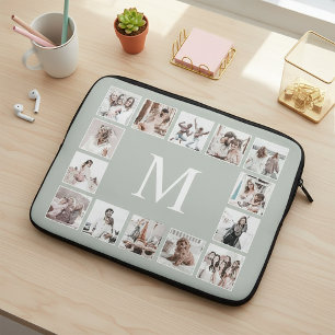 Capa Para Notebook Colagem de Fotos Personalizada Verde Sage