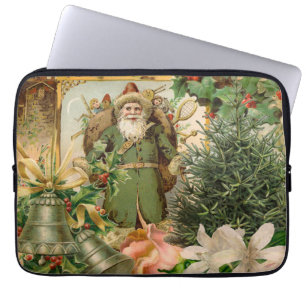 Capa Para Notebook Colagem de Natal do Papai Noel Verde do Velho Mund
