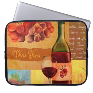 Capa Para Notebook Colagem de vinhos com estilo Vintage com um desenh