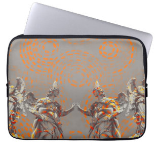 Capa Para Notebook Colagem legal de esculturas e círculos laranja