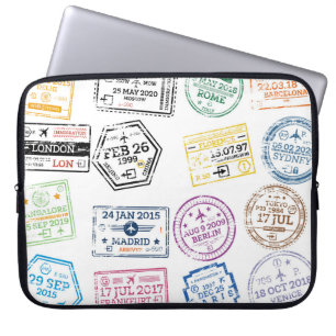 Capa Para Notebook Coleção de Carimbos de Passaporte Isolados em Bran