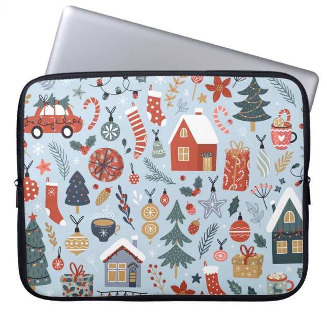Capa Para Notebook Coleção de Natal de elementos decorativos de inver (Frente)