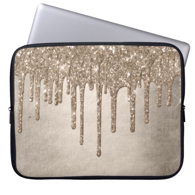 Capa Para Notebook Coletor de Taupe | Garoa Dourada de champanhe (Frente)