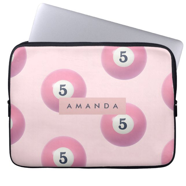 Capa Para Notebook Coletor Rosa Personalizado Número 5 Bilhar (Frente)