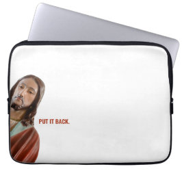 Capa Para Notebook Coloque De Volta Jesus Engraçado No Fundo Branco
