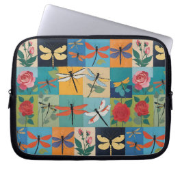 Capa Para Notebook Colorful Dragonflies And Roses Patchwork