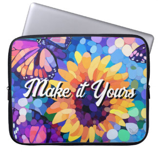Capa Para Notebook Colorful Mosaic Sunflower Butterfly Laptop Sleeve