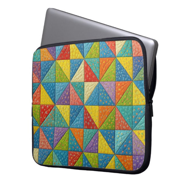 Capa Para Notebook Colorful Pinwheel Quilt Design (Frente Esquerda)