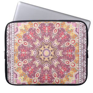 Capa Para Notebook Colorida Doodle Ornamental: Padrão Simétrico de Lo