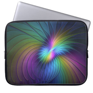 Capa Para Notebook Colorido com arte abstrata moderna azul do Fractal