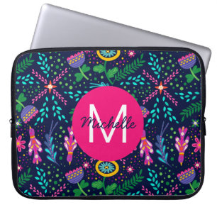Capa Para Notebook Colorido Floral Caótico Azul Personalizado