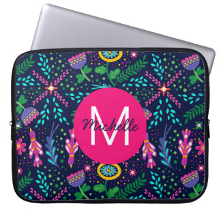 Capa Para Notebook Colorido Floral Caótico Azul Personalizado