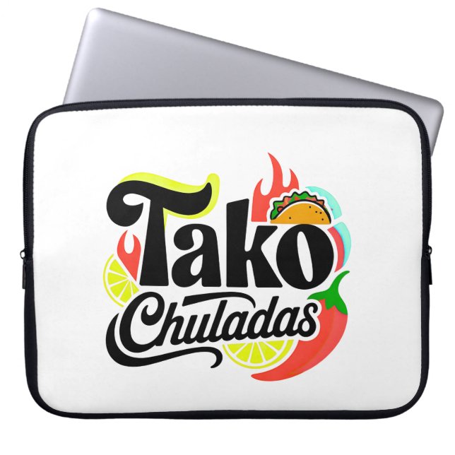 Capa Para Notebook Comida Mexicana Retro "Tako Chuladas" Taco Laptop  (Frente)