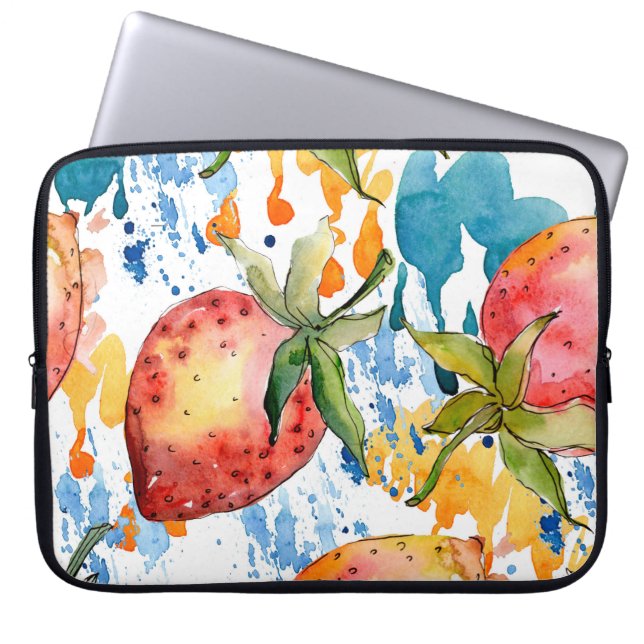 Capa Para Notebook Comida saudável de morango. Idioma de fundo da Aqu (Frente)