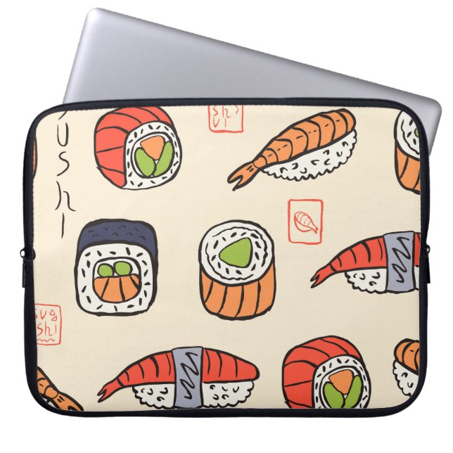 Capa Para Notebook Comida sushi, design de padrão uniforme. (Frente)