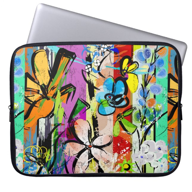 Capa Para Notebook Composição de fundo abstrato com flores, com (Frente)