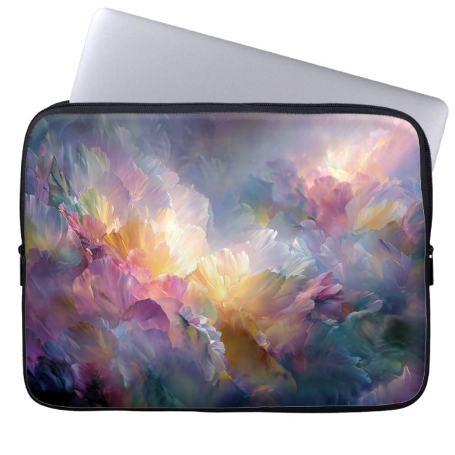 Capa Para Notebook Composição floral pastel abstrata brilhante (Frente)