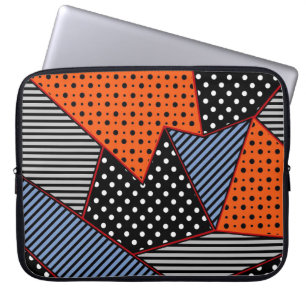 Capa Para Notebook Composição Geométrica abstrato: Padrão Azul Laranj