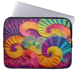 Capa Para Notebook Conchas Cromáticas: Mosaico Vibrante em Espiral