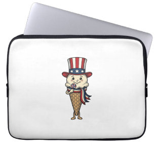 Capa Para Notebook Cone de Sorvete Patriótico Design de Gravação Anti