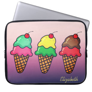 Capa Para Notebook Cones de Sorvete Coloridos Femininos - Personaliza