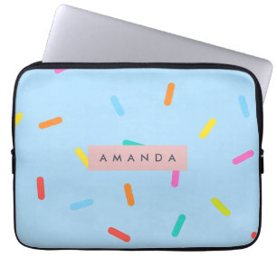 Capa Para Notebook Confete Personalizado Azul Céu com Purpurina