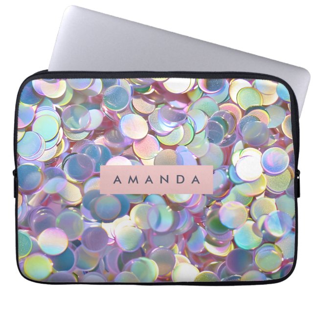 Capa Para Notebook Confetes Iridescentes Elegantes Personalizados (Frente)