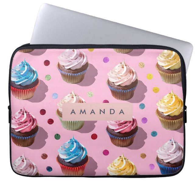 Capa Para Notebook Confetes Personalizados para Cupcake de Chuva de C (Frente)