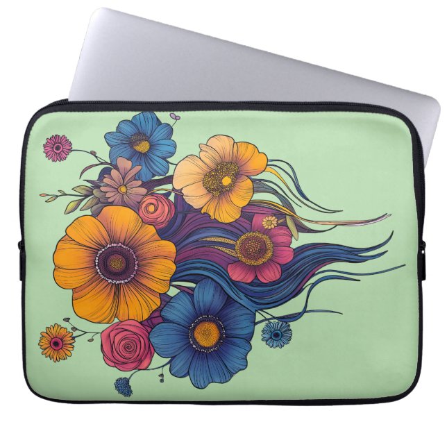 Capa Para Notebook Conjunto artístico de belas flores (Frente)