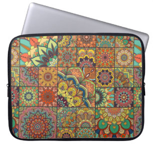 Capa Para Notebook Conjunto de azulejos Boho e padrão perfeito. Sist