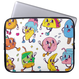 Capa Para Notebook Conjunto de comida e bebida no estilo de desenho a