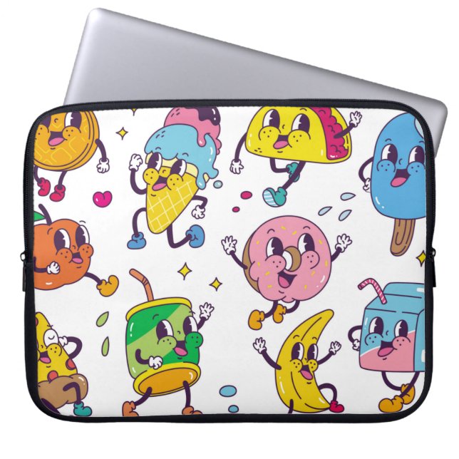 Capa Para Notebook Conjunto de comida e bebida no estilo de desenho a (Frente)